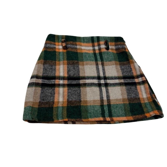 Meglio Cosi Dresses & Skirts - Meglio Cosi Green Orange Plaid Mini Skirt Made in Italy Size S 26ART1474